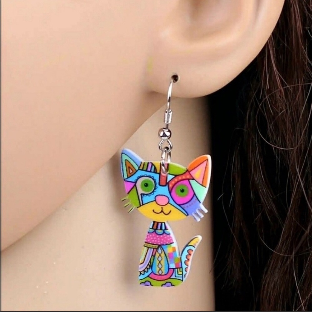 🔥Cat Acrylic Colorful Earrings - Picture 3 of 4